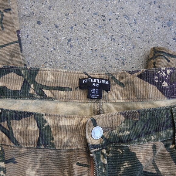 PLT Plus Khaki Abstract Camo Wide Leg Cargo Pants 18 Cotton - Picture 8 of 8